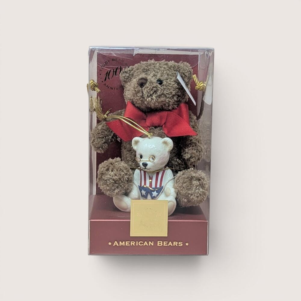 Vintage Lenox 100th Anniversary American Bears Plush and Porcelain Set